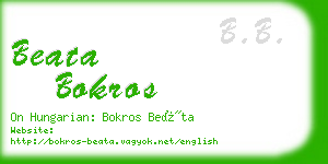 beata bokros business card